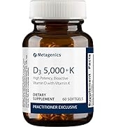 Metagenics Vitamin D3 5,000 IU with Vitamin K2 - Vitamin D Supplement for Healthy Bone Formation,...