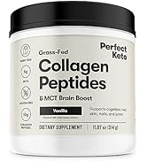 Perfect KETO Collagen Powder with MCT Oil, Grassfed, GF, Multi Supplement, Vanilla 11.07 Oz