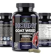 Horny Goat Weed Extra Strength -120 Capsules w. Maca, L-Arginine, Ginseng - Boost Desire, Perform...