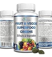 Fruit and Veggie Superfood Greens - 28 Fruits and Vegetables incl. Alfalfa, Barley Grass, Spiruli...