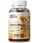 Wild & Organic Lions Mane Gummies - Natural, Vegan Hericium Erinaceus Mushroom Supplement