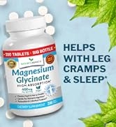 magnesium glycinate 400mg tablets supplement for women and men leg cramps calm sleep heart health